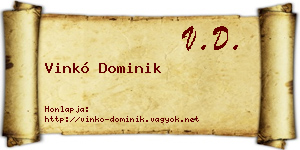 Vinkó Dominik névjegykártya