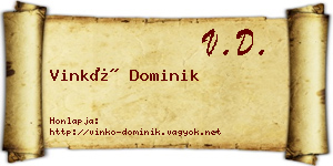 Vinkó Dominik névjegykártya